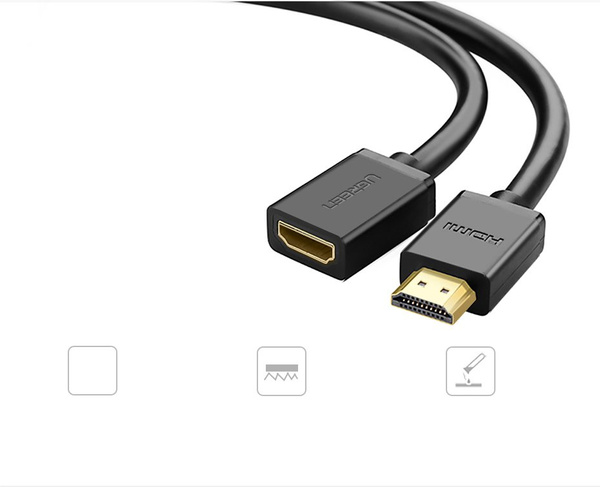 Ugreen kabel przewód przedłużacz HDMI (żeński) - HDMI (męski) 19 pin 1.4v 4K 60Hz 30AWG 2m czarny (10142)