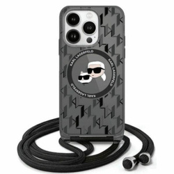 Karl Lagerfeld KLHMP16LHCKCKLCK iPhone 16 Pro 6.3" czarny/black hardcase IML Crossbody Monogram Karl & Choupette Head MagSafe