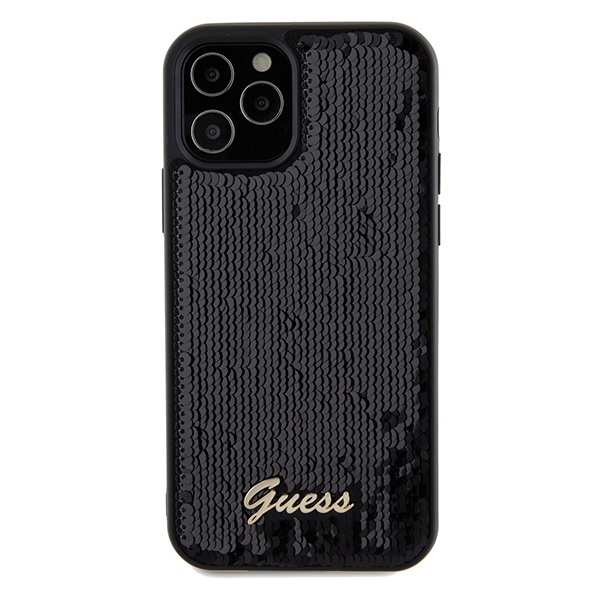 Guess GUHCP12MPSFDGSK iPhone 12/12 Pro 6.1" czarny/black hardcase Sequin Script Metal