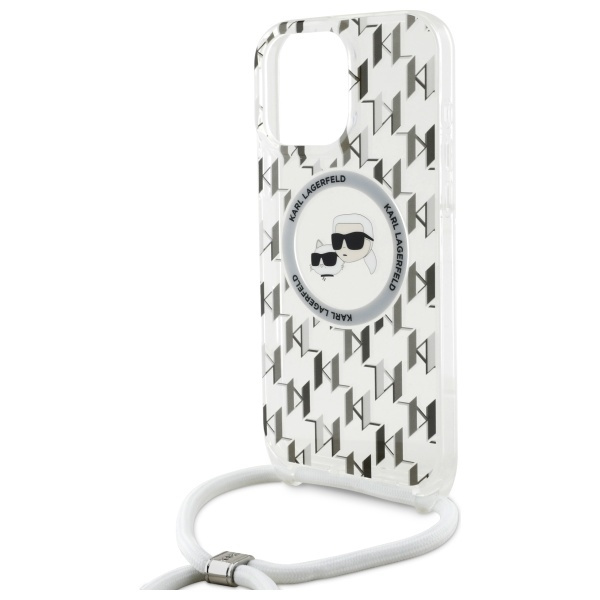 Karl Lagerfeld KLHMP16XHCKCKLCT iPhone    16 Pro Max 6.9" transparent hardcase IML Crossbody Monogram Karl & Choupette Head MagSafe