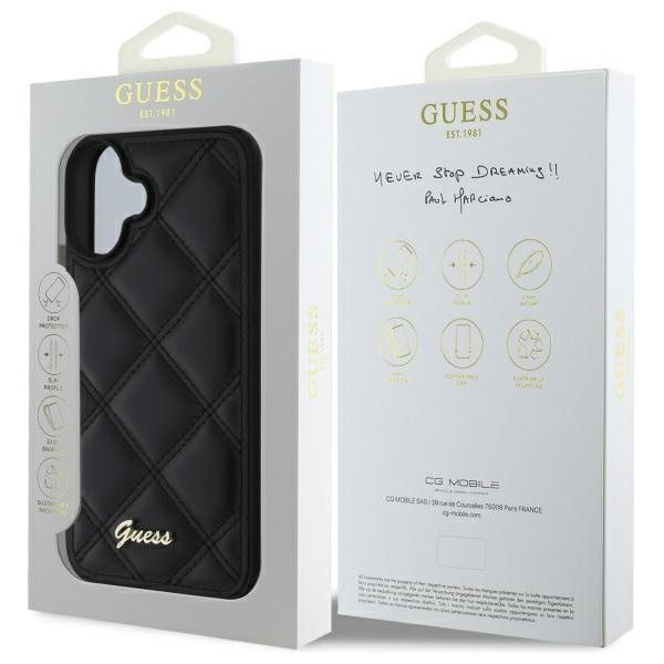 Guess GUHCP16SPSQSQSK iPhone 16 6.1" czarny/black hardcase Quiled Metal Logo