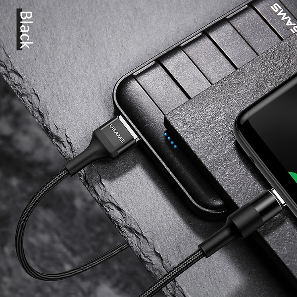 USAMS Kabel pleciony U5 2A USB-C czarny /black 1,2m SJ221TC01 (US-SJ221)