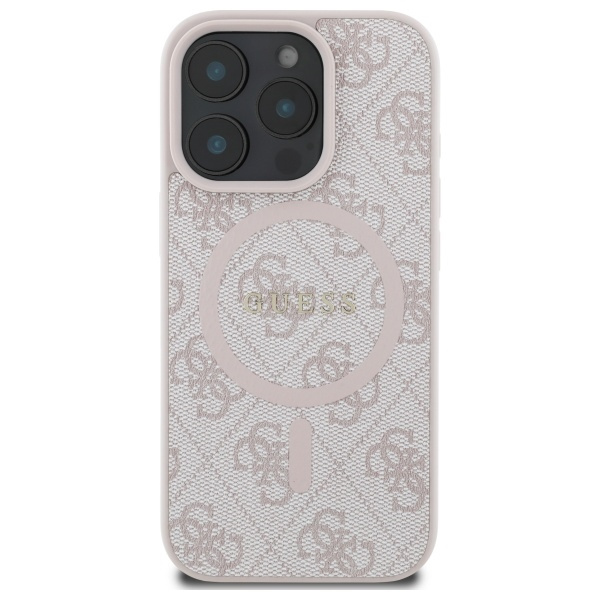 Guess GUHMP16XG4GFRP iPhone 16 Pro Max 6.9" różowy/pink hardcase 4G Ring Classic Logo MagSafe