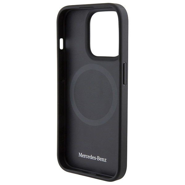 Mercedes MEHMP15X23RMMK iPhone 15 Pro  Max 6.7" czarny/black hardcase Crossed Lines Pattern Leather MagSafe