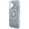 Etui Guess IML Metal Glitter 4G Circle   Triangle MagSafe do iPhone 16 niebieski