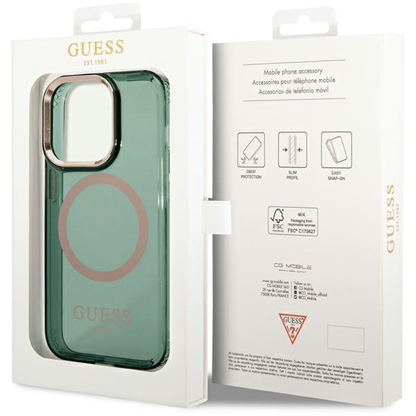Guess GUHMP14XHTCMA iPhone 14 Pro Max6,7" zielony/khaki hard case Gold Outline Translucent MagSafe