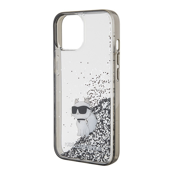 Etui Karl Lagerfeld Liquid Glitter Choupette do iPhone 15 - przezroczyste