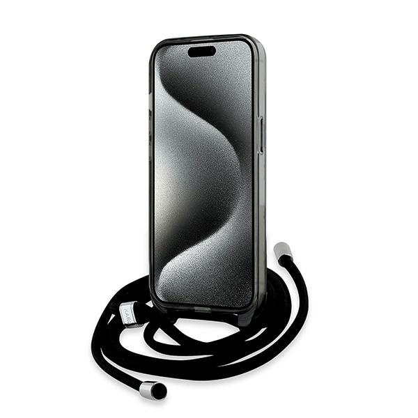 KARL LAGERFELD KLHMP15SHCKCKLCK IPHONE 15 / 14 / 13 6.1" BLACK/BLACK HARDCASE IML CROSSBODY MONOGRAM KARL & CHOUPETTE HEAD MAGSAFE
