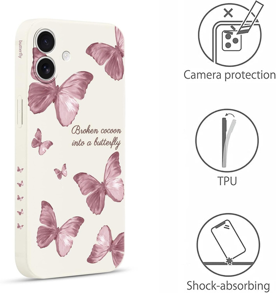Etui Pnakqil silikonowe iPhone 17, białe z nadrukiem motyle pudełko