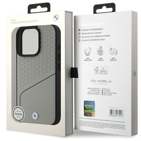 BMW BMHMP16X23RDCLG iPhone 16 Pro Max     6.9" szary/grey hardcase Sign Leather Textured and Line MagSafe