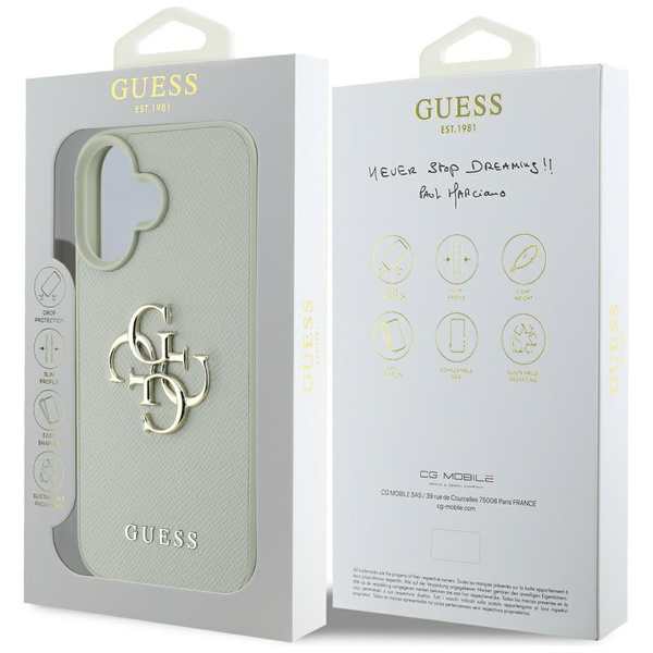 Etui Guess Grained Big 4G Logo Small     Classic Logo do iPhone 16 zielony