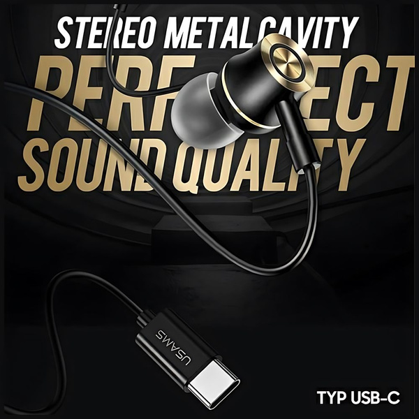 USAMS Słuchawki stereo EP-43 metalUSB-C ciemny zielony/dark green HSEP4302