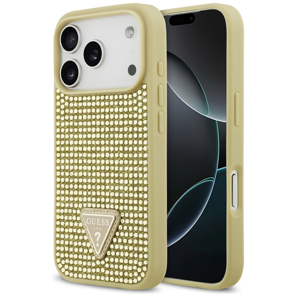 Etui Guess Rhinestone Triangle Logo do   iPhone 17 Pro złoty