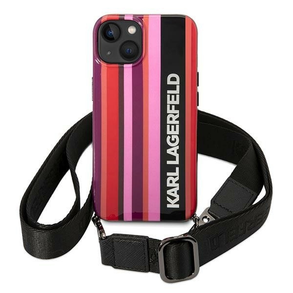 KARL LAGERFELD KLHCP14MSTSTP IPHONE 14 PLUS / 15 PLUS 6,7" HARDCASE RÓŻOWY/PINK COLOR STRIPES STRAP