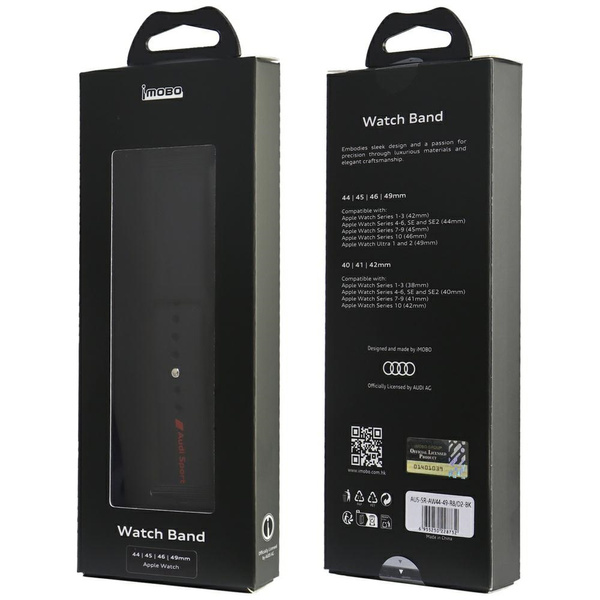 Pasek Audi Sport Red Logo Silicone Watch Strap do Apple Watch 44/45/46/49mm czarny