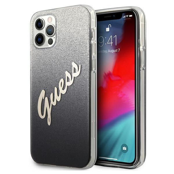 Guess GUHCP12LPCUGLSBK iPhone 12 Pro Max6,7" czarny/black hardcase Glitter Gradient Script