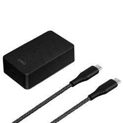 UNIQ Ład. siec. Versa Slim  USB-C PD 18W + kabel USB-C na USB-C czarny/charcoal black (LITHOS Collective)