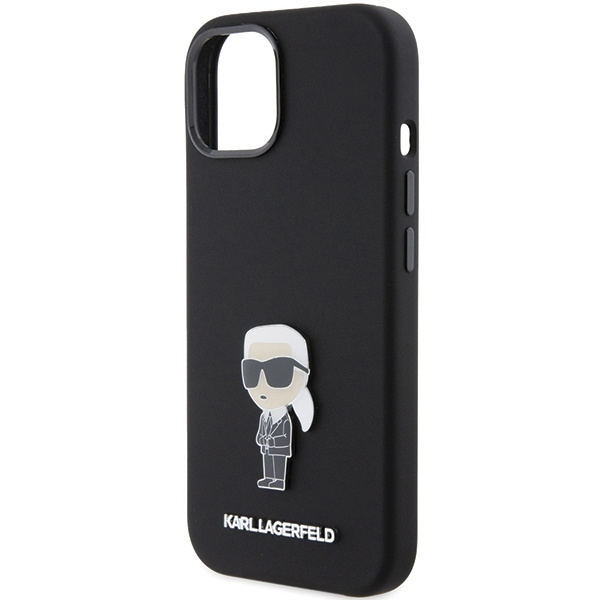 Etui Karl Lagerfeld Silicone Ikonik Metal Pin na iPhone 15 - czarne