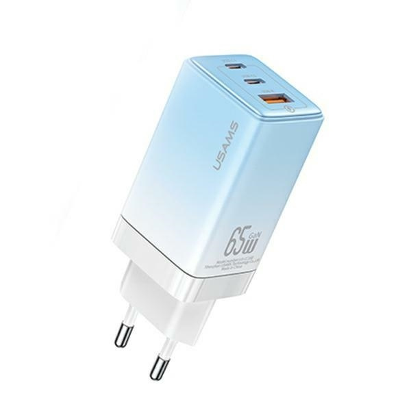 USAMS Ład. siec. 2xUSB-C+1xUSB 65W (only head) GaN PD3.0 +QC3.0 Fast Charging niebieski/gradient blue Sandru Series CC180TC04 (US-CC180)