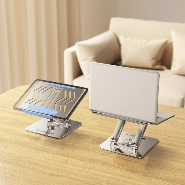 Laptop stand Wozinsky WRS-CPY84SS aluminum + Free! smartphone stand - silver