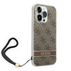 Guess GUOHCP14LH4STW iPhone 14 Pro 6,1" brązowy/brown hardcase 4G Print Strap