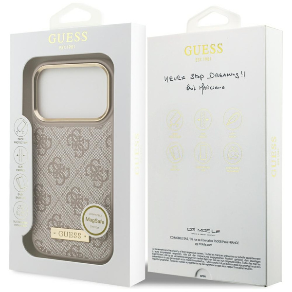Etui Guess 4G Logo Plate MagSafe do      iPhone 17 Pro różowy