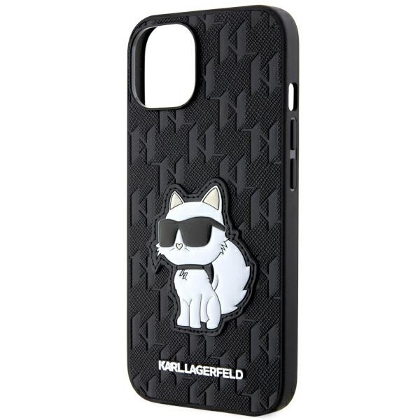 Etui Karl Lagerfeld Saffiano Monogram Choupette na iPhone 14 Plus - czarne