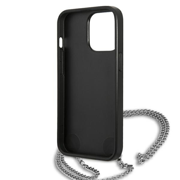 KARL LAGERFELD KLHCP13XPMK IPHONE 13 PRO MAX 6,7" HARDCASE CZARNY/BLACK LEATHER TEXTURED AND CHAIN