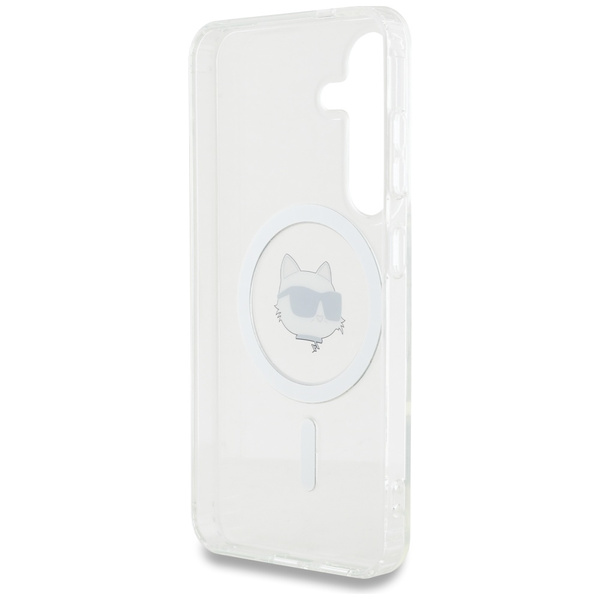 Etui Karl Lagerfeld Button Choupette     Head Printed Logo MagSafe do Samsung Galaxy S25+ biały