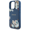 Etui Guess Grained Printed Flower        Pattern MagSafe do iPhone 16 Pro niebieski
