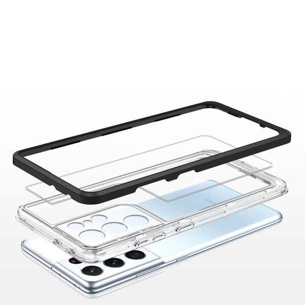 Clear 3in1 etui do Samsung Galaxy S21 Ultra 5G żelowy pokrowiec z ramką czarny