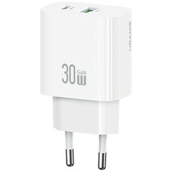 Ładowarka sieciowa USAMS CC316 T65 30W   1xUSB-C 1xUSB-A Fast Charging biały