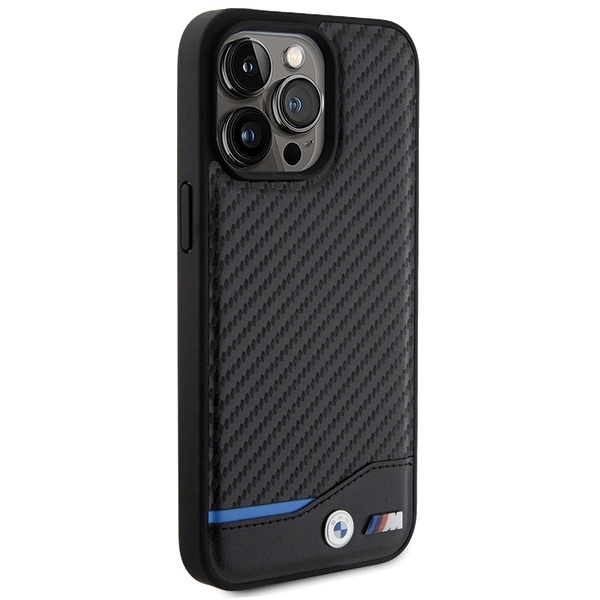 Etui BMW Leather Carbon na iPhone 15 Pro Max - czarne