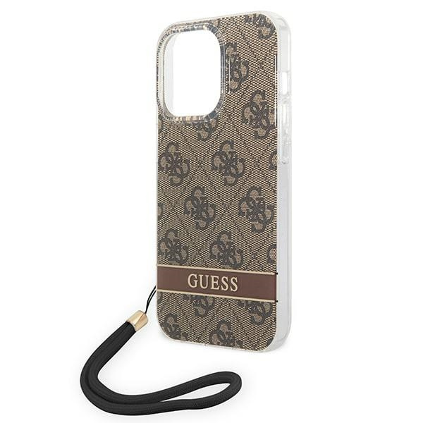 Guess GUOHCP14XH4STW iPhone 14 ProMax 6,7" brązowy/brown hardcase 4G Print Strap