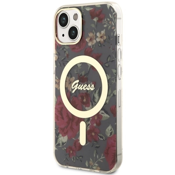 GUESS GUHMP14MHCFWSA IPHONE 14 PLUS / 15 PLUS 6.7" ZIELONY/KHAKI HARDCASE FLOWER MAGSAFE