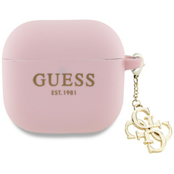 Guess GUA4LECG4P AirPods 4 cover         różowy/pink Silicone 4G Charm