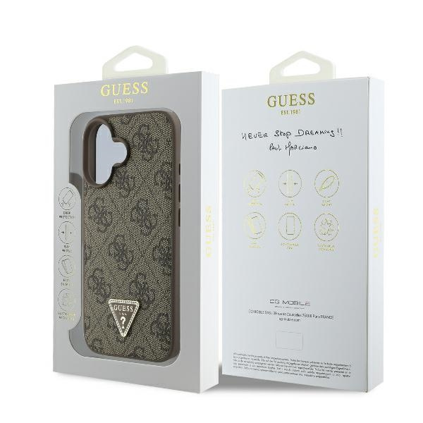 Guess GUHCP16MP4TDPW iPhone 16 Plus6.7" brązowy/brown hardcase Leather 4G Triangle Strass