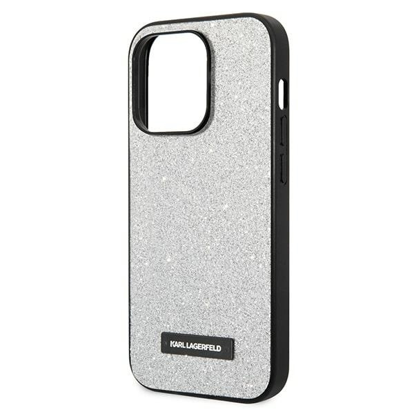 KARL LAGERFELD KLHCP14LG2ELS IPHONE 14 PRO 6,1" HARDCASE SREBRNY/SILVER GLITTER PLAQUE LOGO