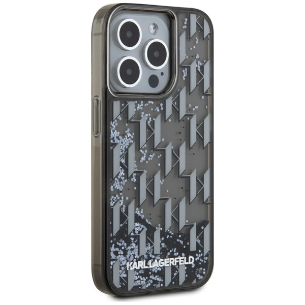 Etui Karl Lagerfeld Liquide Glitter      Monogram Gradient do iPhone 15 Pro czarny