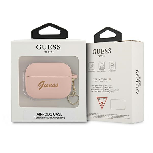 Guess GUAPLSCHSP AirPods Pro coverróżowy/pink Silicone Charm Heart Collection