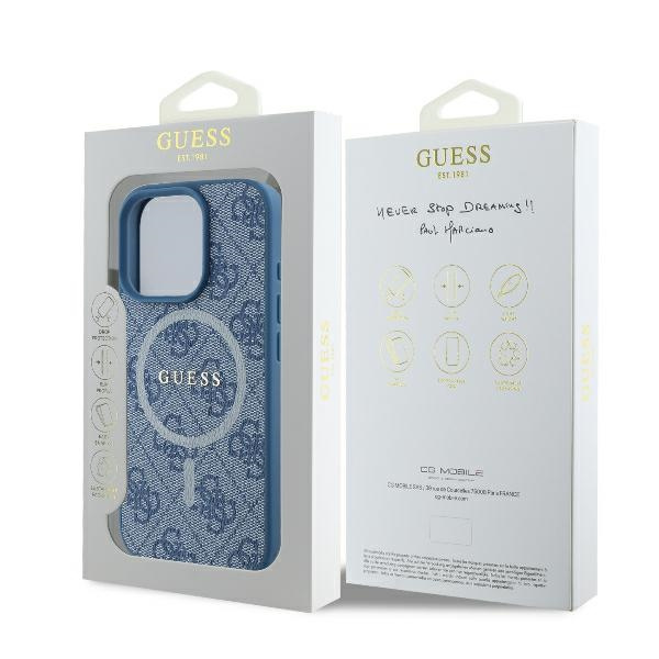 Guess GUHMP16LG4GFRB iPhone 16 Pro6.3" niebieski/blue hardcase 4G Ring Classic Logo MagSafe