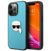 KARL LAGERFELD KLHCP13XPKMB IPHONE 13 PRO MAX 6,7" NIEBIESKI/BLUE HARDCASE LEATHER IKONIK KARL`S HEAD METAL