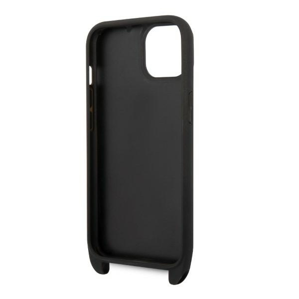 KARL LAGERFELD KLHCP14SSTMMK IPHONE 14 / 15 / 13 6,1" HARDCASE CZARNY/BLACK MONOGRAM PLAQUE LOGO STRAP