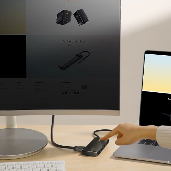 Baseus Lite Series multifunctional USB Type C HUB - 2 x USB 3.0 / USB Type C / HDMI 1.4 / SD/TF OTG black (WKQX050001)