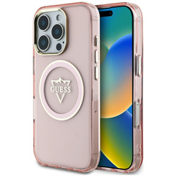 Etui Guess IML Metal Mountain Logo       MagSafe do iPhone 16 Pro różowy