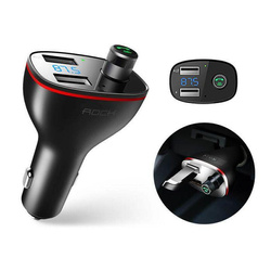 ROCK B300 2-PORT USB CAR CHARGER + TRANSMITER FM BLACK