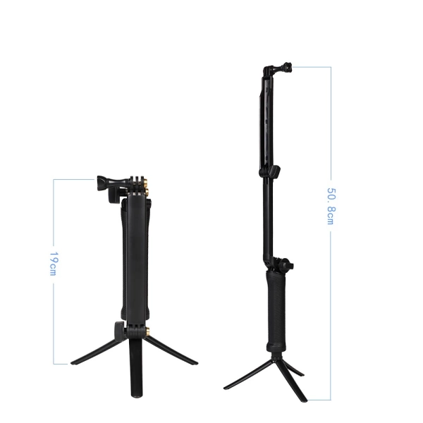 Statyw monopod 3 w 1 z uchwytem do selfie dla GoPro - czarny