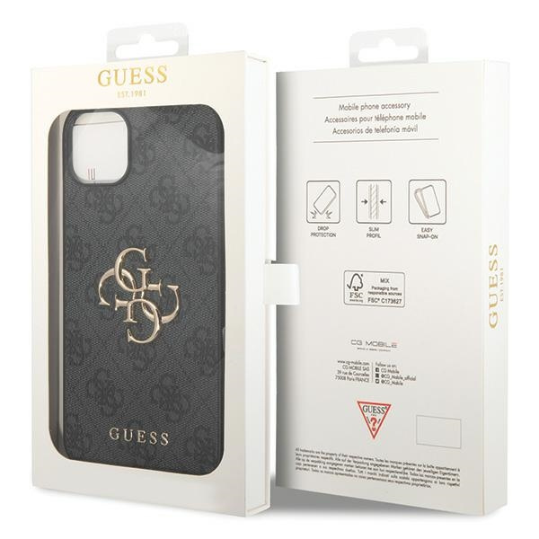 Guess GUHCP15S4GMGGR iPhone 15 / 14 / 13 6.1" szary/grey hardcase 4G Big Metal Logo