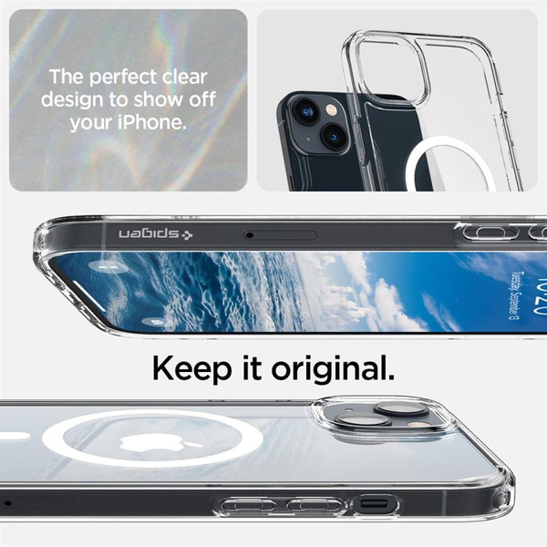 Etui Spigen Ultra Hybrid Mag z MagSafe na iPhone 14 - przezroczysto-białe