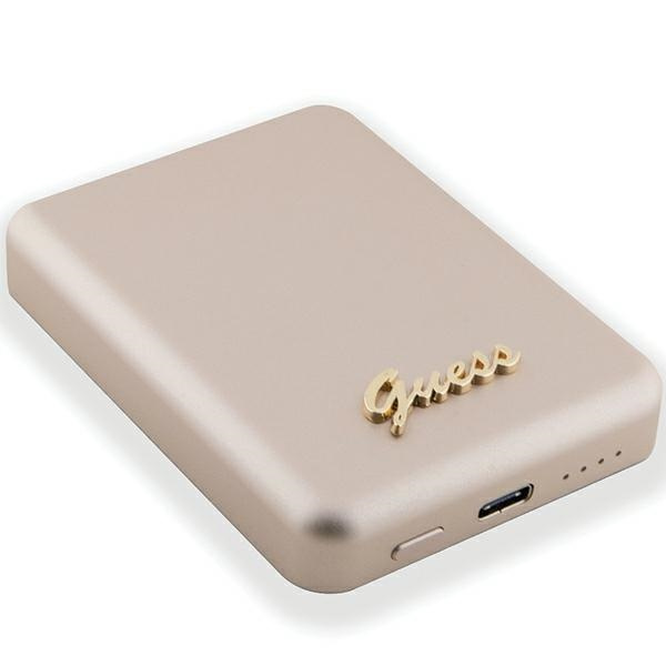 Guess Powerbank indukcyjny 5WGUPBM3ALGSGD 3000mAh złoty/gold MagSafe Metal Script Logo